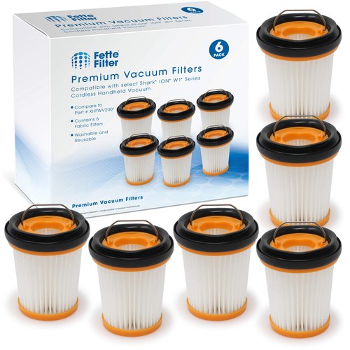 Fette Filter - Fabric Vacuum Filter Compatible with Shark ION W1 Cordless Handheld Vacuum WV200, WV201, WV205, WV220. Compare to Part # XHFWV200 (Pack of 6)