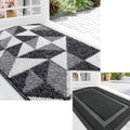 OLANLY Indoor/Outdoor Door Mat Set - Black Geometric Design (29.5x17 in & 32x20 in)