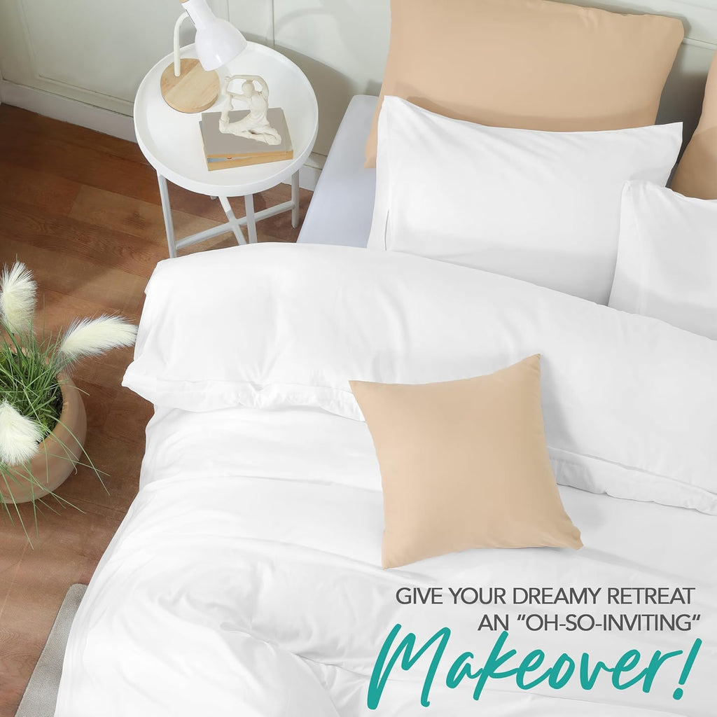 Utopia Bedding Duvet Cover Set - Soft Brushed Microfiber with Zipper Closure | 3 Pieces (Queen, White)