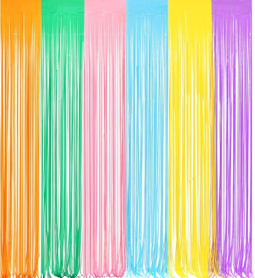 GREATRIL Pastel Tinsel Curtain - Foil Fringe Backdrop for Birthdays, Baby Showers & Parties