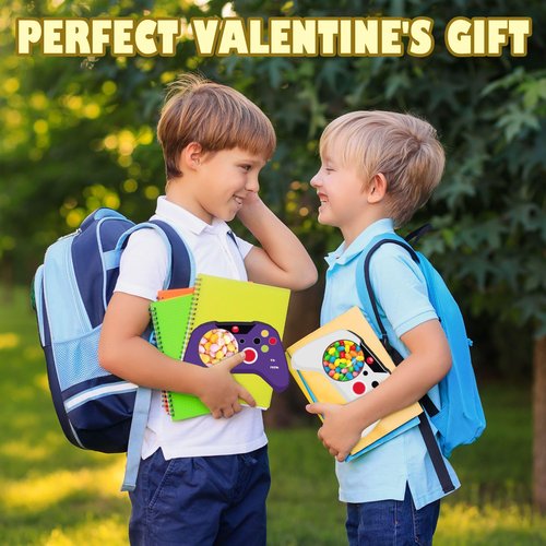 Valentines Day Cards for Kids School - 36 Pack Gamer Valentine's Day Cards for Candy Holder, Mason Jar Valentines Day Card With Candy Bags for Class Daycare, Boys Valentine's Card for Classroom