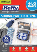 Hefty Shrink-Pak Vacuum Storage Bags - 4 Large Space Saver Bags for Clothes, Pillows & Blankets