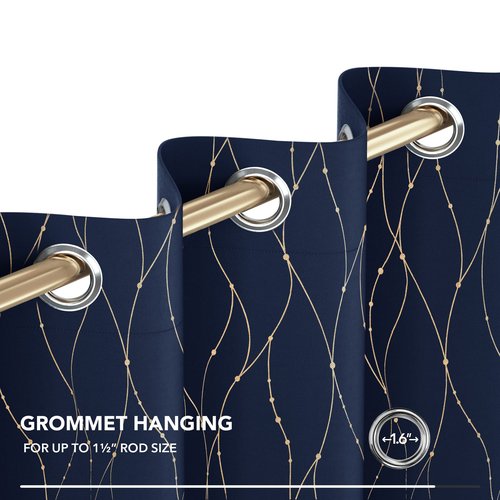 Deconovo Blackout Curtains - Thermal Insulated, Noise-Reducing Window Drapes for Bedroom, Living Room -2 Panels, Navy Blue, 52W x 84L