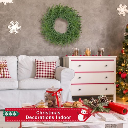 26 Inch Christmas Wreaths for Front Door Real Touch Large Xmas Winter Pine Cedar Wreaths for Windows Outdoor Indoor Christmas Holiday Home Yard Farmhouse Wall Front Door Porch Hanging Decor Clearance