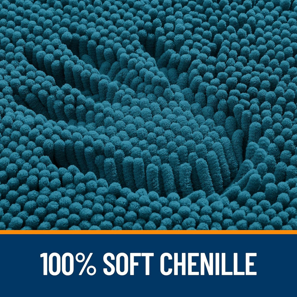 OLANLY Large Bathroom Rugs - Extra Soft Chenille Bath Mats | Quick-Dry, Machine Washable, 40x32, Peacock Blue