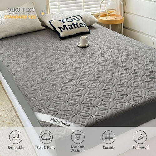 FELTYBED Twin Size Waterproof Mattress Protector - Soft Grey Bed Cover | Breathable & Noiseless Design