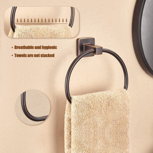WOLIBEER Bronze Towel Ring,Bathroom Hand Towel Holder Wall Mount,Oil Rubbed Towel Rack Rustic Towel Hanger ORB Farmhouse Bathroom Accessories