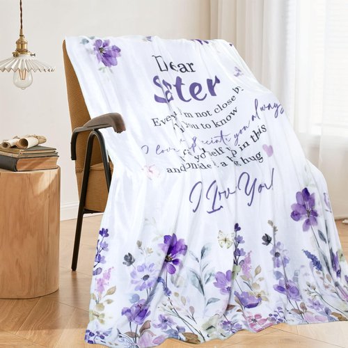 Yufobel Sister Gift Blanket, Sisters Birthday Gifts from Sis, Best Sister Ever Gifts for Women, Christmas Valentines Mothers Day Birthday Graduation Present for Sis, Throw Blanket 60" X 50"