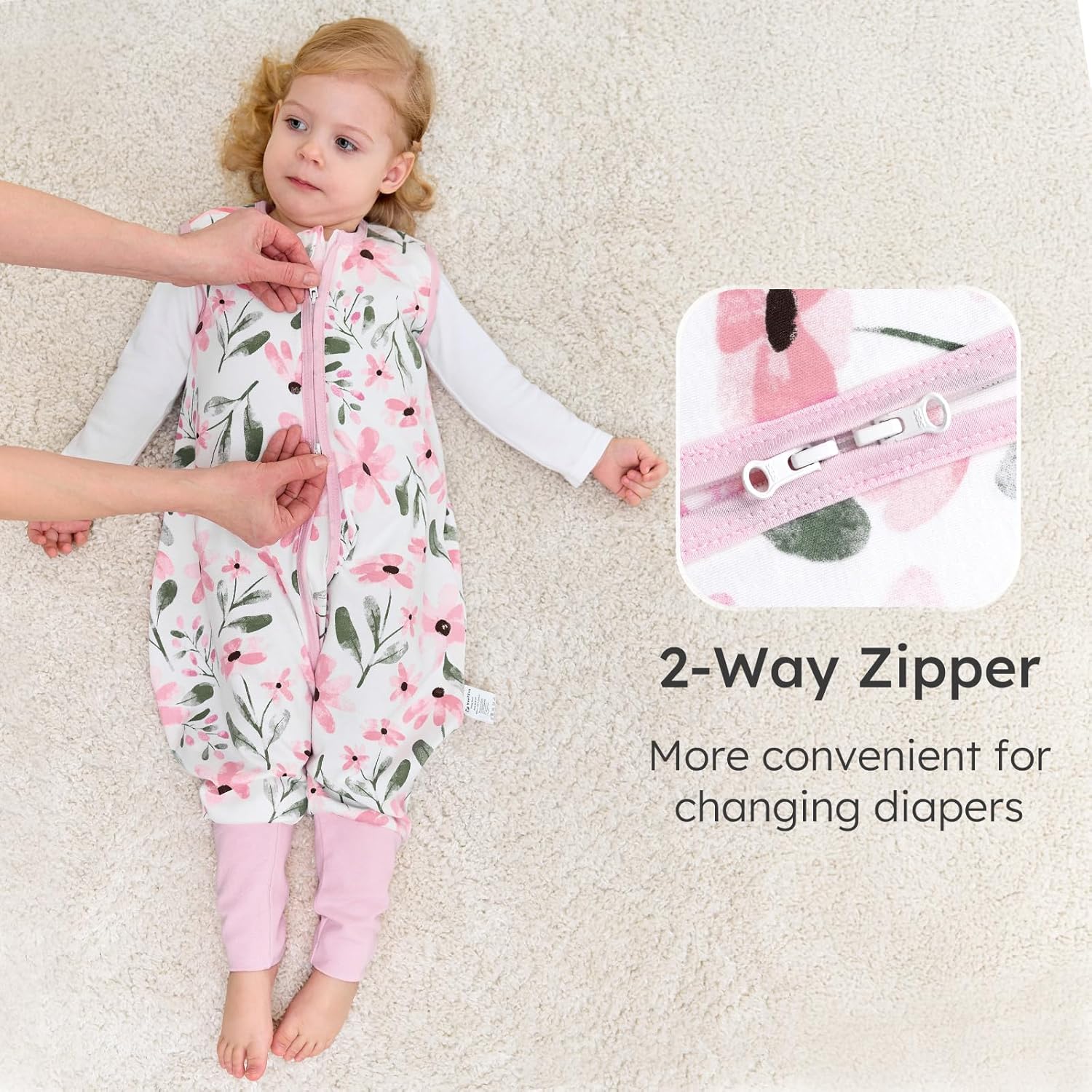 Yoofoss Toddler Sleep Sack - 100% Organic Cotton Wearable Blanket with Feet | 24-36 Months, 2-Way Zipper