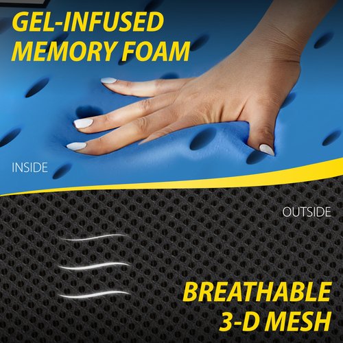 Goodyear Lumbar Support Car Seat Cushion with Cooling Gel – Accessories for Driving – Memory Foam Car Seat Lumbar Support Pillows, Office Chairs Cushion, Ergonomic Back Support, Desk Accessories