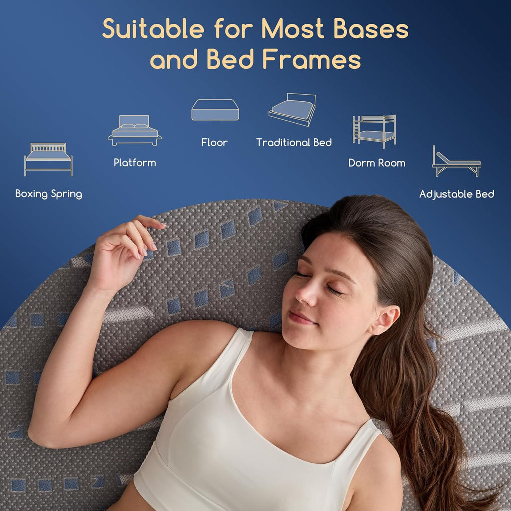 Queen Size Memory Foam Mattress - 12 Inch Medium Firm with Cooling Gel-Infused Cover | CertiPUR-US Certified