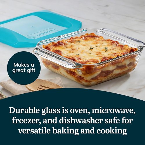 Libbey Baker’s Premium Glass Baking Dish Set - Stackable Casserole Dishes with Lids | 2-Piece Set for Lasagna & Brownies