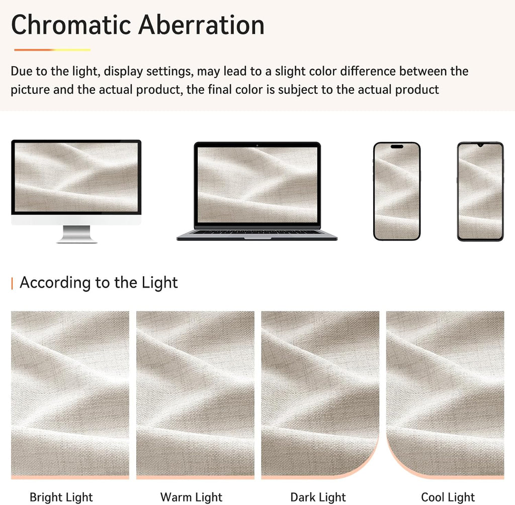 Skiennix 100% Blackout Curtains - Textured Faux Linen Drapes, 84" Long, 2 Panels Set, Beige