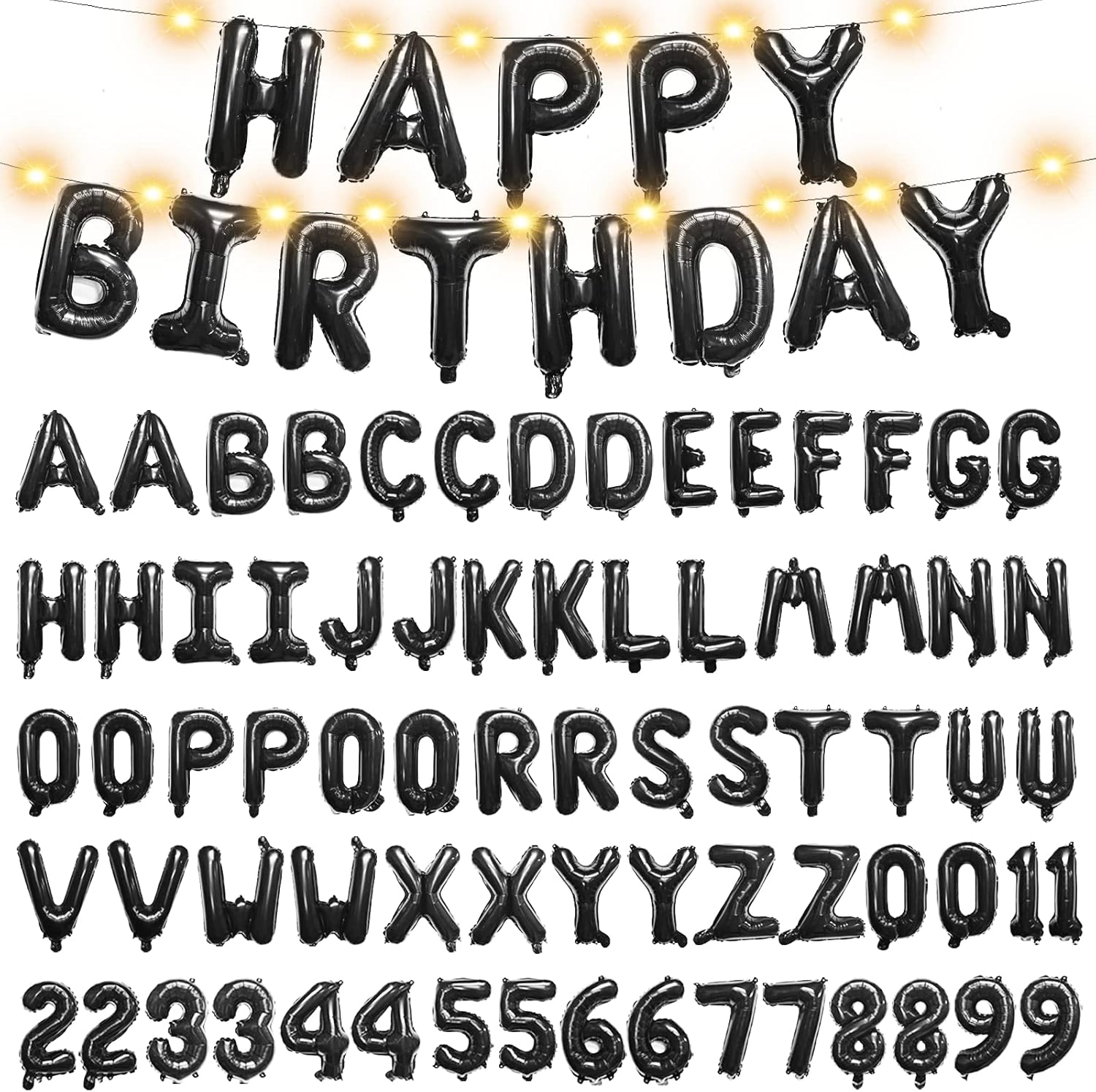 Skiennix 16" Foil Personalized Name Balloons - Custom Mylar Letters & Numbers for Birthdays, Graduations, Weddings | 85 PCS, Black