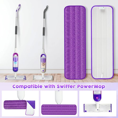 6 Pack Reusable Mop Pads for Swiffer PowerMop, Super Absorption, Multi-Surface Hardwood Floor Cleaning, Machine Washable Up to 100 Times, Durable, Suitable for All Finished Floors