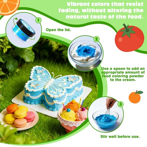 Natural Food Coloring Powder - 10 Colors Plant Based Food Coloring, Dye Free Food Coloring, No Artificial Dyes, Natural Food Dye Powder for Baking, Cake Decorating, Royal Icing
