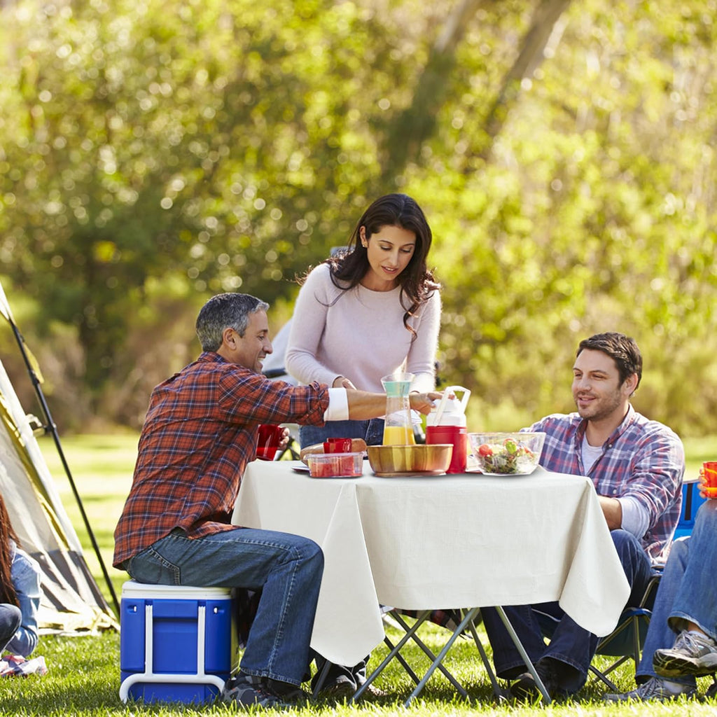 Skiennix Square Vinyl Tablecloth - Waterproof Flannel Backing | 54x54 Inch Ivory - 6 Pack for Outdoor Dining