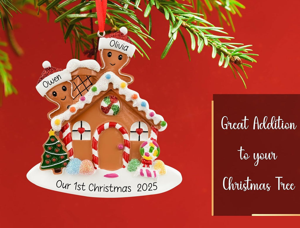 Personalized Gingerbread House Couple Ornament 2025 - Free Customization | Our First Christmas Together Keepsake
