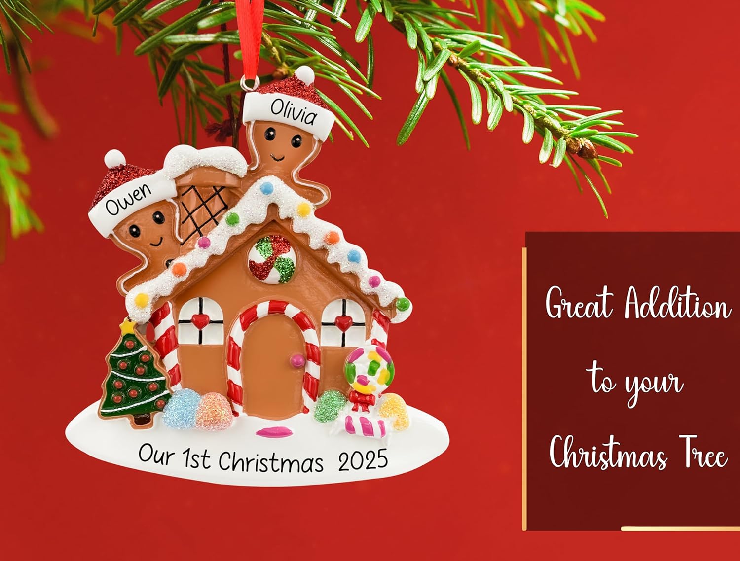 Personalized Gingerbread House Couple Ornament 2025 - Free Customization | Our First Christmas Together Keepsake