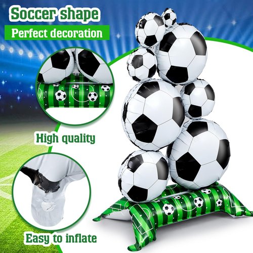 Soulchen 2 Pcs 5 ft Giant Self Standing Soccer Foil Balloons for Birthday Sports Themed Party Decoration Supplies (Soccer)