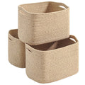 Dcerzxzci Storage Baskets for Organizing Shelves, Woven Cotton Rope Basket for Storage, Dog Toy Baskets Storage Kids, Cute Shelf Basket for Living Room Bedroom, 14.8"×11"×9.5", Pack of 3, Brown