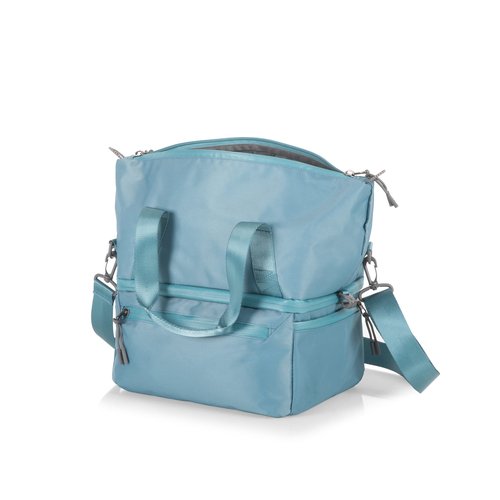 PICNIC TIME Tarana Insulated Lunch Bag made from Recycled Material, Lunch Box with Picnic Set, Upcycled Lunch Cooler Bag, (Aurora Blue)