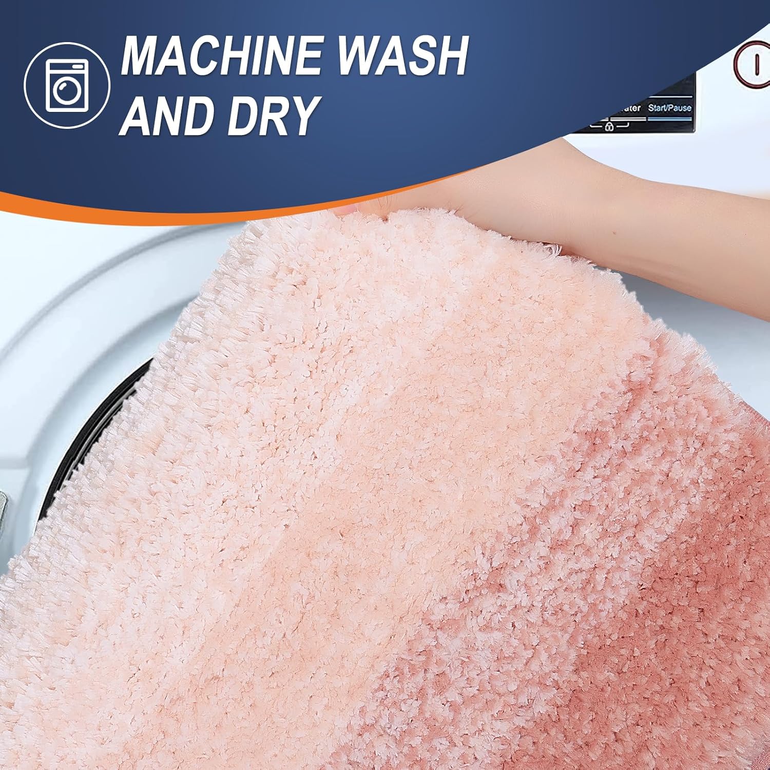 OLANLY Large Bathroom Rugs - Extra Soft Microfiber Mat 40x24 | Quick Dry, Machine Washable, Peach