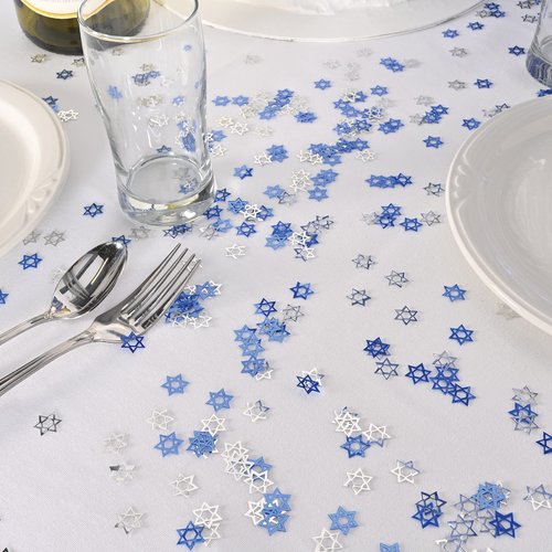 Beistle 1.5 Ounces Metallic Plastic Blue And Silver Star Of David Confetti For Jewish Celebrations And Hanukkah Decorations
