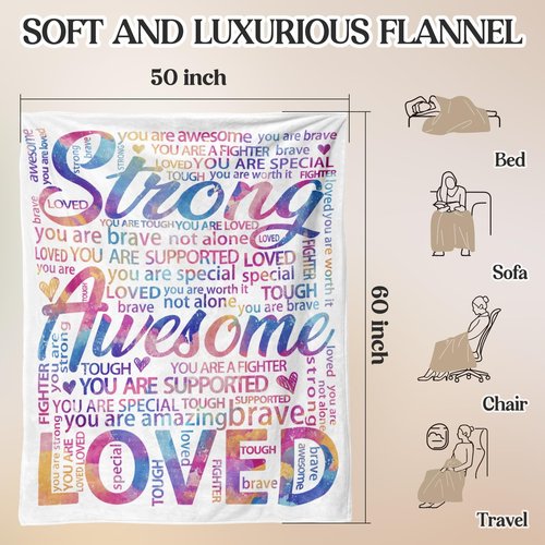 Vibrant Blanket for Women Men - Super Soft Hug Throw for Boys & Girls, Inspirational Get Well Gift After Surgery or Illness, Cancer Care Gifts for Women, Recovery & Healing Blanket 50"x60"