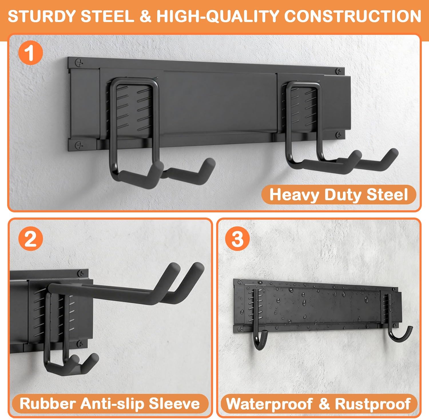 Ultrawall Garden Tool Organizer - Heavy-Duty 48 Inch Wall Mount for Garage | 400lb Capacity