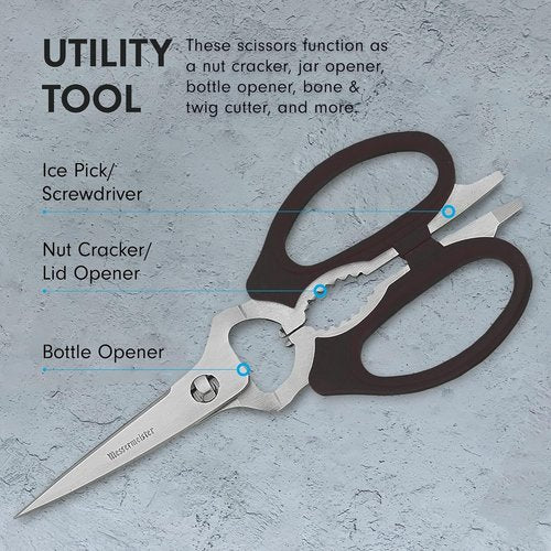 Messermeister 8-Inch Take-Apart Kitchen Scissors - Versatile Tool with Screwdriver, Nut Cracker & More