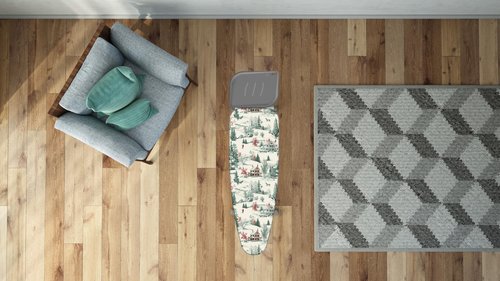 Colombo Ironing Board Cover 55.1” x 21.7” – Fits Boards Up to 51.2” x 17.7” – 2-Layer Organic Cotton & Felt Pad, Clip Included, Winter Alps Design, Made in Italy