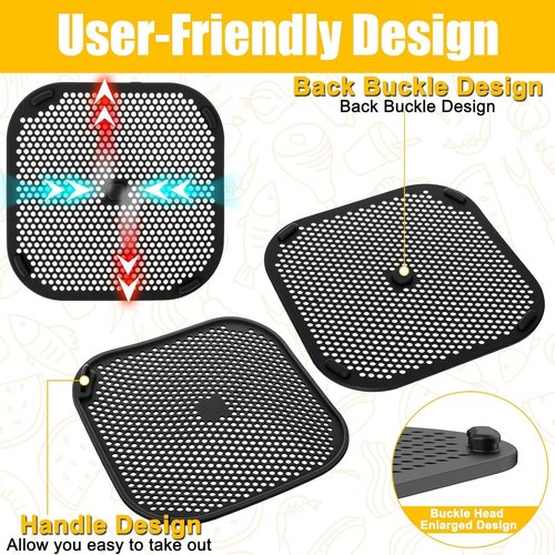 Palksky Air Fryer Heat Resistant Mat & Splatter Shield for Ninja Crispi Airfryers,Silicone Trivets & Splatter Guard for Ninja Crispi Accessories Portable Glass Cooking System Holder(Dark Gray&Black)