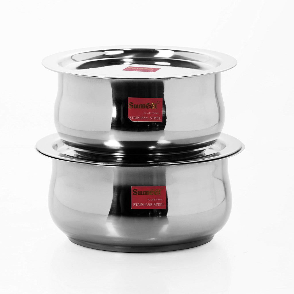 Sumeet Stainless Steel Cookware Set With Lid, 1.1, 1.6 L, 2 Piece (Steel)