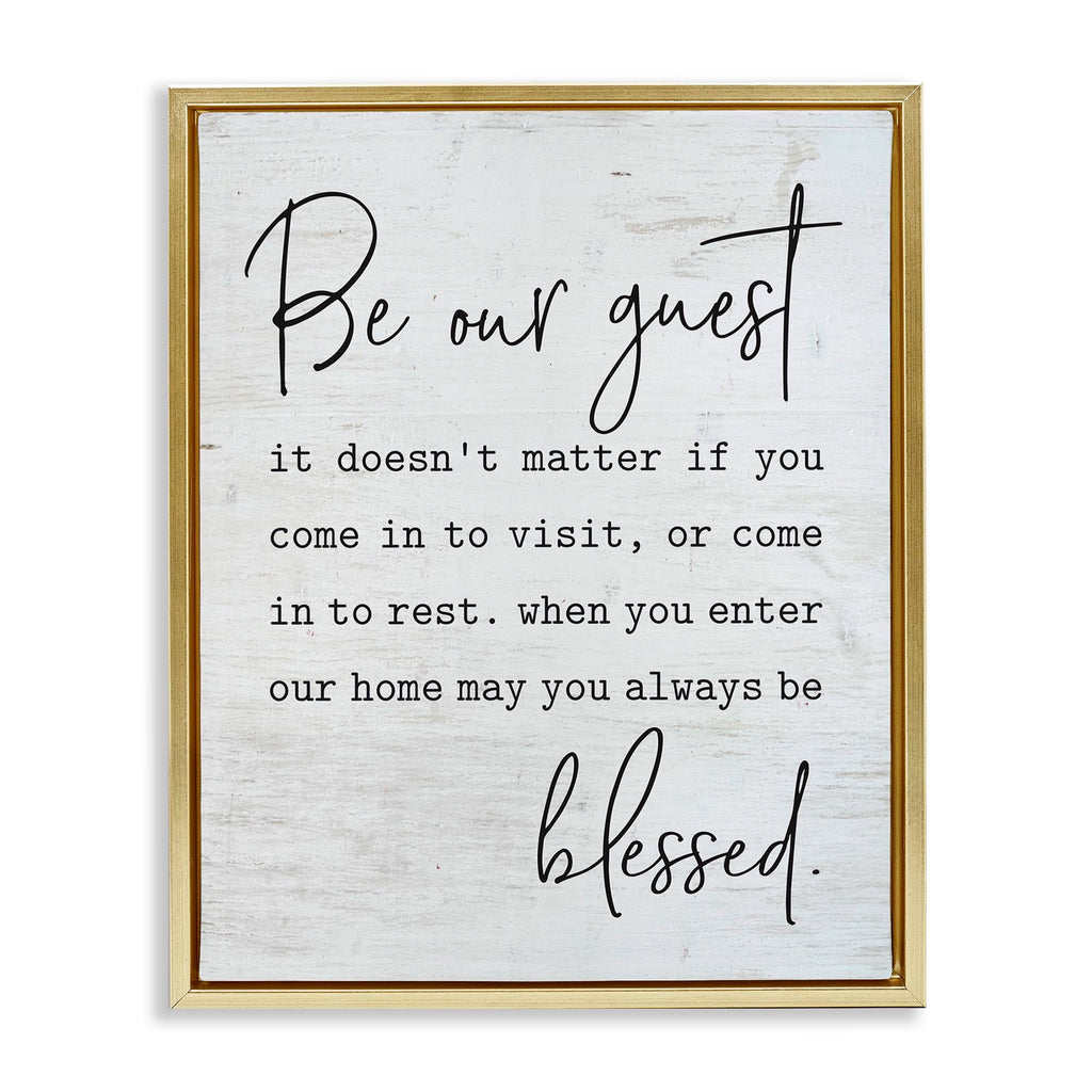 Stupell Industries Be Our Guest Home Family Inspirational Word On Wood Texture Design, Design by Lettered and Lined