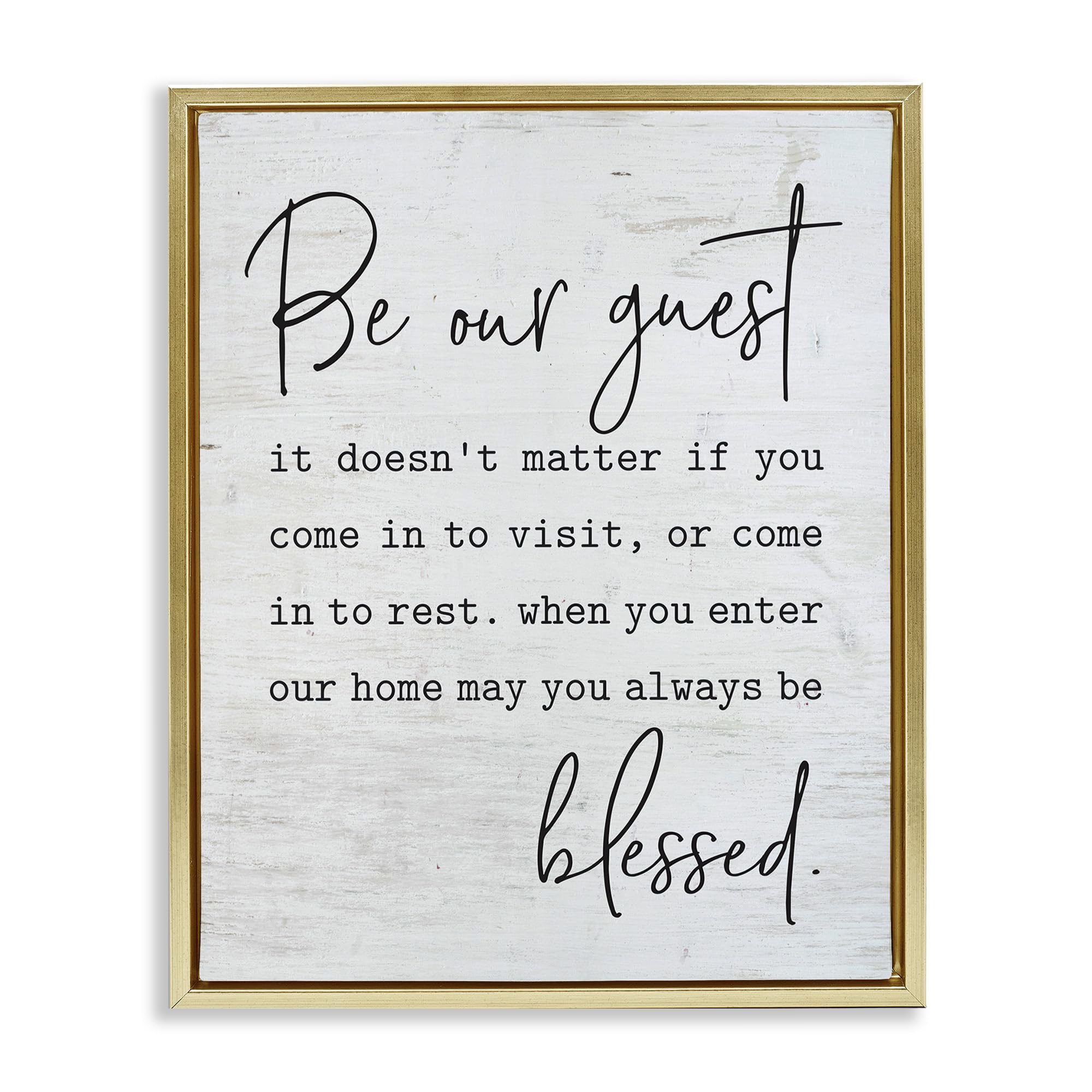 Stupell Industries Be Our Guest Home Family Inspirational Word On Wood Texture Design, Design by Lettered and Lined