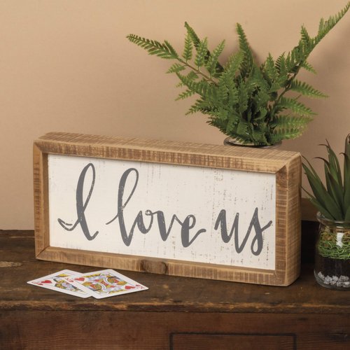 Primitives by Kathy 38506 Inset Hand-Lettered Box Sign, 12" x 5.5", I Love Us