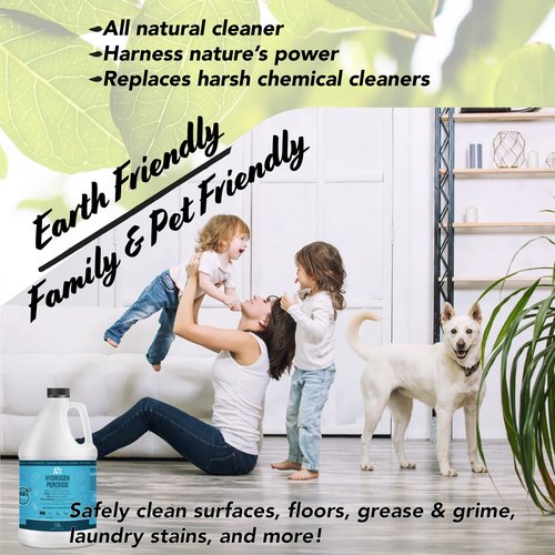 MAXTITE 12% Hydrogen Peroxide Solution - 1 Gallon Ecofriendly Natural Cleaning Solution for Kitchen, Bath, Laundry, and Home - HDPE Jug with Child-Safe Cap Made in USA