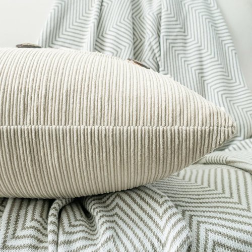 HWY 50 Cream White Chenille Throw Pillow Covers 12x20 Inch with Triple Buttons, Soft Farmhouse Accent Decorative Cushion Cases for Couch Sofa Bed Living Room Pack of 2 Rectangle