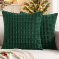 MIULEE Euro Sham Pillow Covers - Soft Dark Green Corduroy | 24x24 Inch Boho Striped Decor for Sofa & Bed