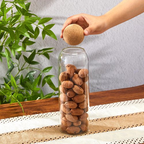 Suclain 6 Pcs 6 Pcs Glass Jars with Cork Ball Lid Farmhouse Kitchen Canisters Coffee Bar Countertop Container Rustic Storage Jars for Bean Nut Sugar Coffee Tea Organizer Housewarming Gift (40 oz)