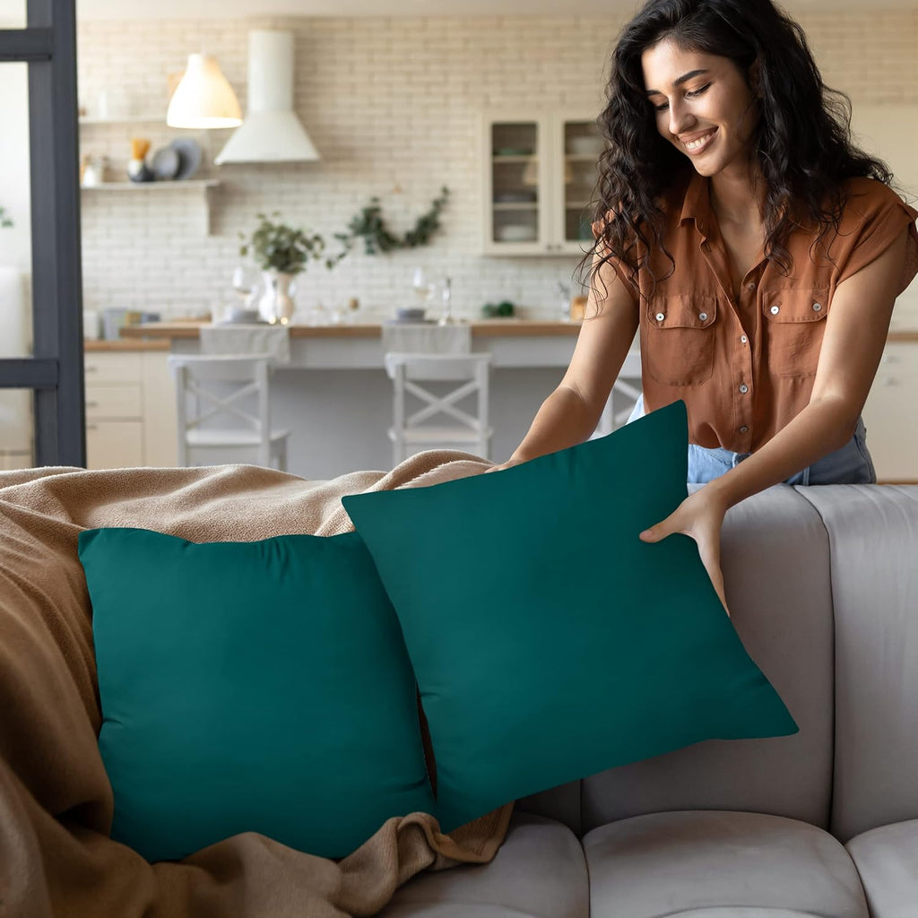 Utopia Bedding 16x16 Pillow Inserts - Set of 2 Dark Teal Decorative Cushions for Sofa & Bed - Soft & Fluffy