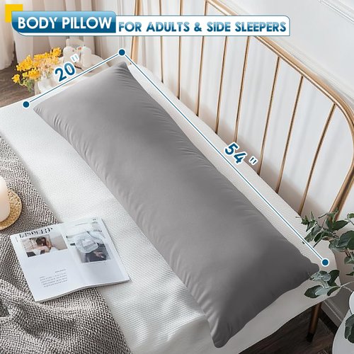 MAGIC ELEPHANT Body Pillow, Memory Foam Body Pillow for Adults, Long Pillow for Bed and Sleeping, Full Long Bed Pillow Insert with Cover (Grey, 20x54 Inch)