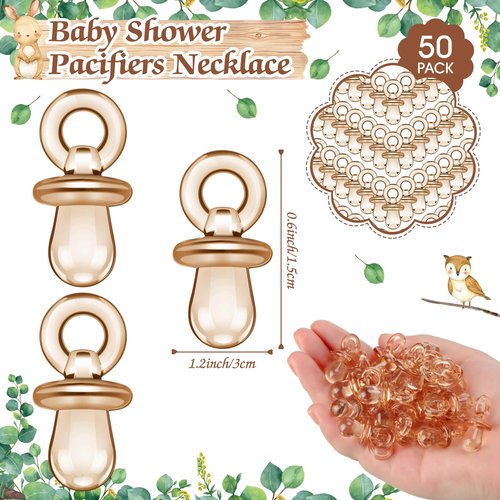 Thyle 51 Pcs Woodland Animals Pacifier Hunt Baby Shower Games Forest Animal Baby Shower Game Decoration Include Hunt Sign and Acrylic Pacifiers Woodland Themed Gift Sets for Gender Reveal Party Decor