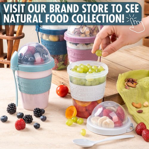 Hakan 4 Pack Overnight Oats Containers with Lids & Spoons - 20 oz Reusable Yogurt Parfait Cups with Topping Dome - BPA-Free Plastic Cereal & Fruit Cups To Go - Large Breakfast Jars for Work & School