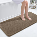 OLANLY Bathroom Runner Rugs - Extra Soft Chenille Bath Mats | Quick-Dry, Machine Washable, 47x20, Tan