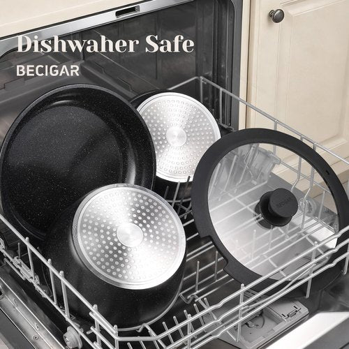 BECIGAR 21PCS ceramic cookware set,Nonstick ceramic pan, Removable Handle pots and pans set, Stackable Pan Set, Nonstick Pots and Pans Set Non Stick(Black)