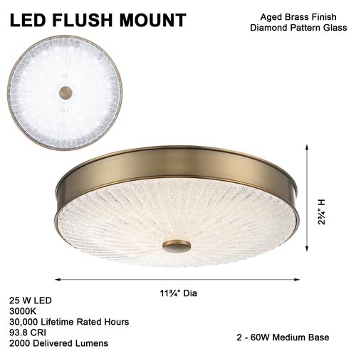 Minka Lavery 23963 11.75 in. 1-Light Aged Brass LED Flush Mount