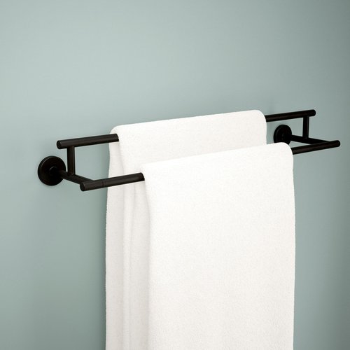 DELTA FAUCET 75925-BL Trinsic 24-in Double Wall Mount Towel Bar Bath Hardware Accessory in Matte Black