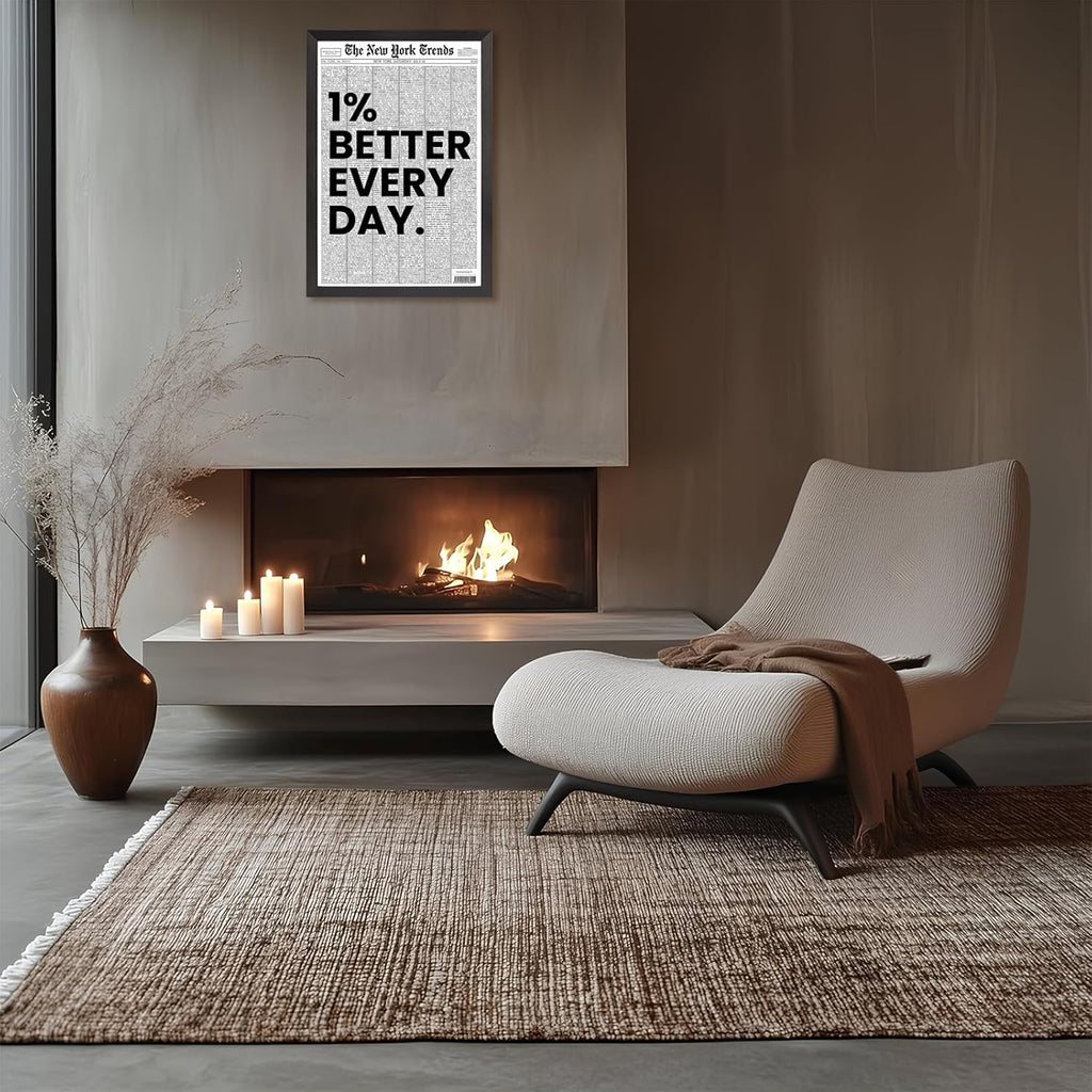 Skiennix Black And White Newspaper Canvas Wall Art - Inspirational 12x16in Framed Poster For Home Decor